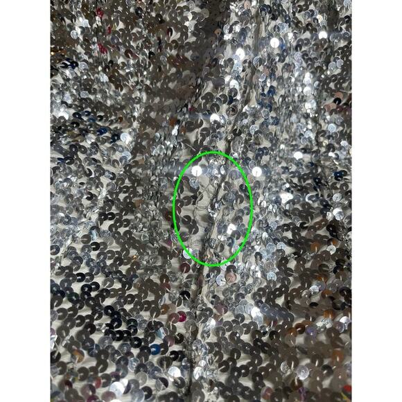 Vintage 60’s 70s Silver Sequin Mermaid Gown Dress Metallic Floral Glam Hollywood - Picture 6 of 12